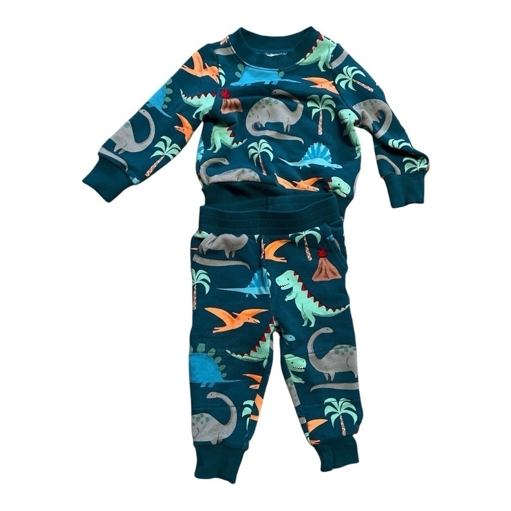 Play by Little Sleepies Dinosaur Print Kids Outfit Set - Teal 6-12 months
